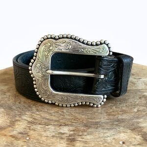 Tony Lama Women's Layla Western Black Leather Belt